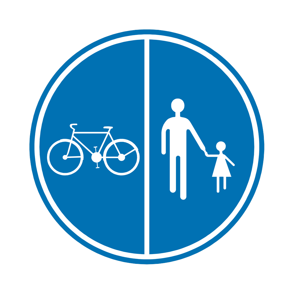 Chemin séparé piétons et cyclistes (cyclistes à gauche)